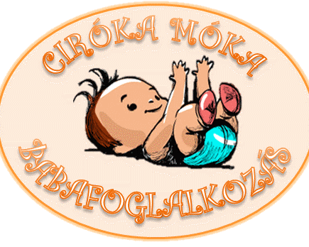 A képen egy a hátán fekvő baba rajz látható körülötte felirat (felül: Ciróka móka, alul: Babafoglalkozás)