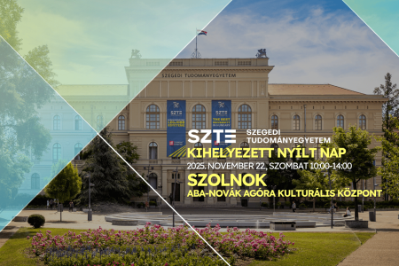 A képen a program meghívója látható, a háttérben a Szegedi Tudományegyetem épületének képével.