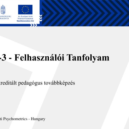 A kép a pedagógus továbbképzés adatait jeleníti meg szöveges formában (cím, szervező, óraszám). Leiter-3 - Felhasználói Tanfolyam 30 órás akkreditált pedagógus továbbképzés - Szervező: Giunti Psychometrics - Hungary